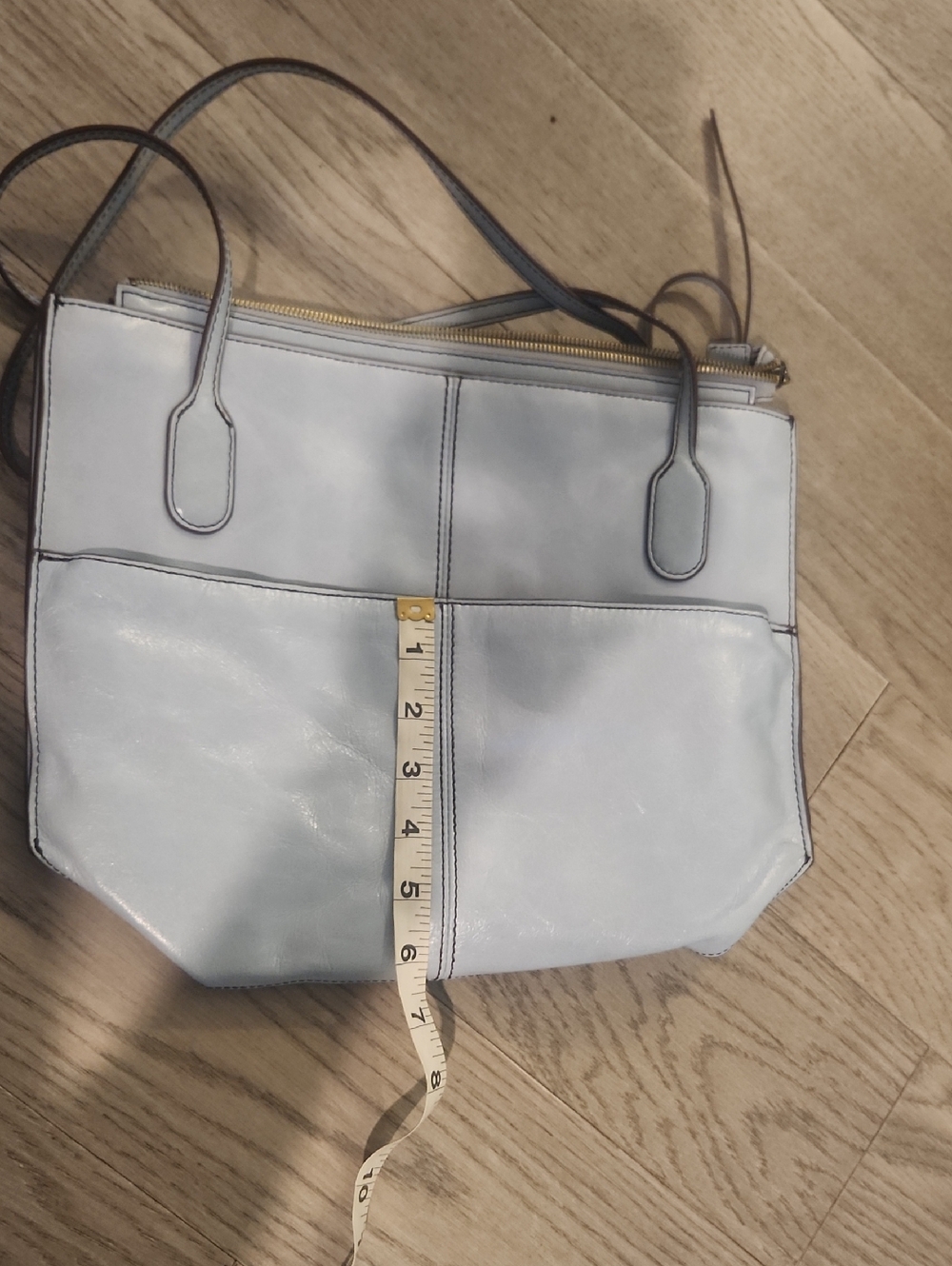 Hobo Friar Light Blue Leather Tote Handbag - Picture 15 of 16